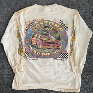 🔥 1998 Daytona Beach Large Graphic Racing Long Sleeve Flame Tee Hanes M VTG